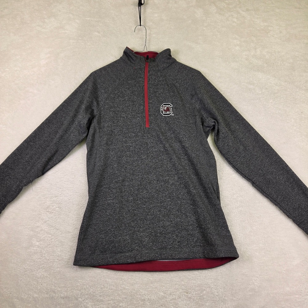Colosseum South Carolina Gamecocks Quarter Zip Pullover Gray Garnet Small